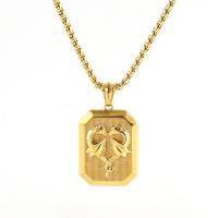 Titanstahl Halskette, Geometrisches Muster, 18 K vergoldet, Modeschmuck & Geprägt & für den Menschen, 24x31mm, Länge:ca. 19.7 ZollInch, verkauft von PC