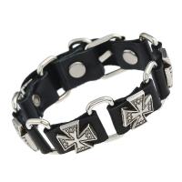 PU Leather Bracelet, with Tibetan Style, Cross, plated, fashion jewelry & for man, more colors for choice, 15mm, Length:Approx 9.6 Inch, Sold By PC