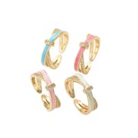 Brass Cuff Finger Ring real gold plated micro pave cubic zirconia & for woman & enamel US Ring .5 Sold By PC
