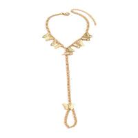 Zinc Alloy Bracelet Ring with 5cm extender chain fashion jewelry & for woman golden nickel lead & cadmium free Length Approx 18 cm Sold By PC