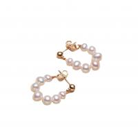 Boucles d'oreilles en perles d'eau douce, perle d'eau douce cultivée,  puce boucle d'oreille, Placage de couleur d'or, Naturel & bijoux de mode & pour femme, deux couleurs différentes, 4-6mm, Vendu par paire