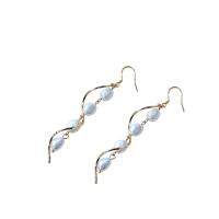 Freshwater Pearl Earrings, with Brass, 925 sterling silver earring hook, 14K gold plated, Natural & fashion jewelry & for woman, two different colored, 76x10mm, Sold By Pair
