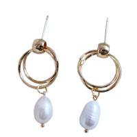 Freshwater Pearl Earrings with Brass 925 sterling silver post pin 14K gold plated Natural & fashion jewelry & for woman two different colored Sold By Pair