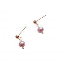 Freshwater Pearl Earrings, with Brass, 925 sterling silver post pin, 14K gold plated, Natural & fashion jewelry & for woman, more colors for choice, 7mm, Sold By Pair