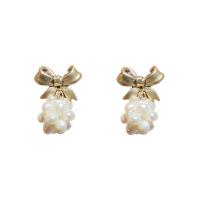 Freshwater Pearl Earrings, with Brass, 925 sterling silver post pin, 14K gold plated, Natural & fashion jewelry & for woman, two different colored, 20x13mm, Sold By Pair