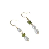 Freshwater Pearl Earrings with Natural Gravel & Brass 925 sterling silver post pin 14K gold plated Natural & fashion jewelry & for woman two different colored Sold By Pair