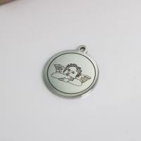 Stainless Steel Pendants 304 Stainless Steel Flat Round polished cute & DIY original color Sold By PC