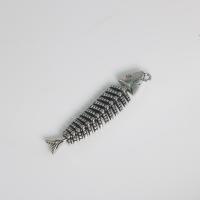 Bijoux pendentifs en acier inoxydable , Acier inoxydable 304, Squelette de poisson, Vintage & DIY, couleur originale, 11.20x52.50x5.70mm, Vendu par PC
