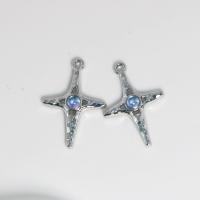 Zinc Alloy Cross Pendants with Cats Eye silver color plated fashion jewelry & DIY blue nickel lead & cadmium free Sold By PC