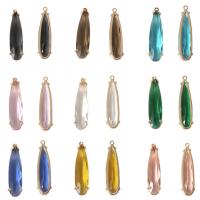Pendentifs cristal, avec laiton, larme, Placage de couleur d'or, bijoux de mode & DIY & facettes, plus de couleurs à choisir, 7x32mm, Vendu par PC