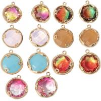 Crystal Pendants with Brass Round gold color plated DIY & faceted Sold By PC