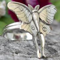 Zinklegierung Fingerring , Schmetterling, Modeschmuck & verschiedene Größen vorhanden & für Frau, weiß, frei von Nickel, Blei & Kadmium, verkauft von PC