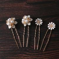 Hair Stick Zinc Alloy with Plastic Pearl & for woman & with rhinestone golden nickel lead & cadmium free Sold By PC