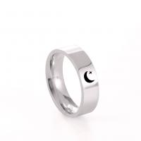Vinger Ring in edelstaal, 201 Roestvrij staal, Maan en Ster, laser patroon & uniseks & verschillende grootte voor keus, meer kleuren voor de keuze, Verkocht door PC
