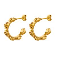 Brass Stud Earring Rose plated for woman nickel lead & cadmium free Sold By Pair