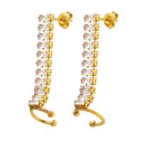 Titanium Steel  Earring Vacuum Ion Plating micro pave cubic zirconia & for woman Sold By Pair