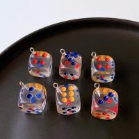 Resin Pendant, Dice, cute & DIY, more colors for choice, nickel, lead & cadmium free, 16mm, Approx 100PCs/Bag, Sold By Bag