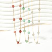 Stainless Steel Jewelry Necklace, 304 Stainless Steel, with Natural Stone, plated, fashion jewelry, more colors for choice, Length:50.5 cm, Sold By PC
