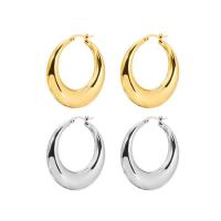 Mens Stainless Steel Hoop Earring, forgyldt, mode smykker & forskellig størrelse for valg & for kvinde, flere farver til valg, Solgt af par