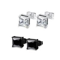 Stainless Steel Stud Earrings 304 Stainless Steel plated Unisex & with cubic zirconia 6mm Sold By Pair