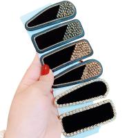 Velour Alligator Hair Clip with PU Leather & Plastic Pearl & for woman & with rhinestone 80mm Sold By PC
