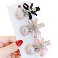 Cloth Hair Slide with Crystal & Zinc Alloy micro pave cubic zirconia & for woman & with rhinestone 60mm Sold By PC
