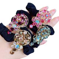 Tibetan Style Hair Jewelry Elastic, with Czech Rhinestone & Cloth, Candy, plated, Korean style & for woman, more colors for choice, 35mm, Sold By PC