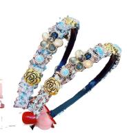 Stoff Haarband, mit Katzenauge & Kunststoff Perlen & Zinklegierung, Koreanischen Stil & verschiedene Stile für Wahl & für Frau, 130mm, verkauft von PC