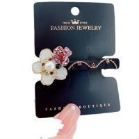 Crystal Alligator Hair Clip with Cloth & Resin & Plastic Pearl Flower Korean style & for woman 80mm Sold By PC