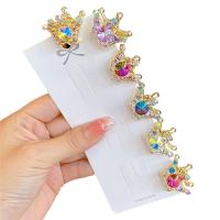 Zinc Alloy Hair Claw Clip with Crystal Crown gold color plated for woman & with rhinestone 20mm Sold By PC