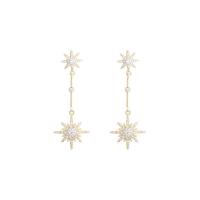 Tibetan Style Drop Earring, Eight Point Star, gold color plated, micro pave cubic zirconia & for woman, 48mm, Sold By Pair