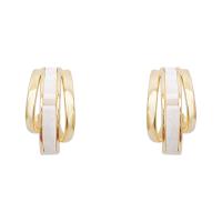 Zinc Alloy Stud Earring with White Shell gold color plated fashion jewelry & for woman Sold By Pair
