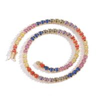 Латунь Ожерелье, Другое покрытие, разный размер для выбора & инкрустированное микро кубического циркония & Мужский, Много цветов для выбора, продается PC