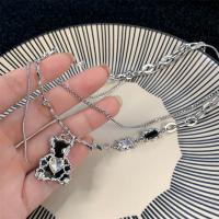 Titanium stål halskæde, med Plastic Pearl & Zinc Alloy, med 5cm extender kæde, mode smykker & forskellige stilarter for valg & for kvinde & med rhinestone, oprindelige farve, Længde Ca. 46 cm, Solgt af PC
