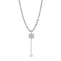 Tibetan Style Sweater Chain Necklace, with Iron, with 5cm extender chain, Snowflake, silver color plated, fashion jewelry & for woman & with rhinestone, nickel, lead & cadmium free, Length:Approx 50 cm, Sold By PC