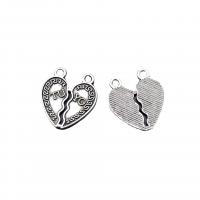 Zinc Alloy Heart Pendants antique silver color plated vintage & DIY & double-hole nickel lead & cadmium free Approx Sold By Bag