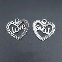 Tibetan Style Heart Pendants, antique silver color plated, vintage & DIY & hollow, nickel, lead & cadmium free, 25x25mm, Approx 100PCs/Bag, Sold By Bag