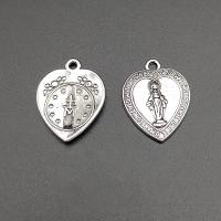 Tibetan Style Heart Pendants, antique silver color plated, vintage & DIY, nickel, lead & cadmium free, 22x18mm, Approx 100PCs/Bag, Sold By Bag