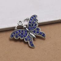 Zinc Alloy Animal Pendants Butterfly antique silver color plated fashion jewelry & with rhinestone nickel lead & cadmium free Sold By PC