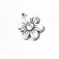 Tibetan Style Flower Pendants, antique silver color plated, fashion jewelry & Unisex, nickel, lead & cadmium free, 22x17x2.50mm, Sold By PC