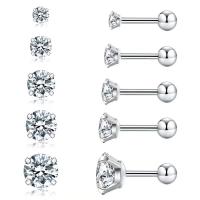 Stainless Steel Stud Earrings 316L Stainless Steel plated Unisex & micro pave cubic zirconia Sold By PC