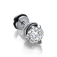 Titanium Steel  Earring, with Cubic Zirconia, for woman, original color, 7x16mm, Sold By PC