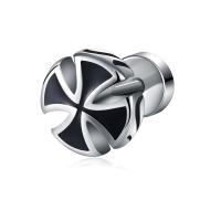 Titanium Steel  Earring, Cross, Unisex & enamel, 10x10mm, Sold By PC