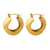Messing Huggie Hoop Earring, Donut, gold plated, voor vrouw, gouden, nikkel, lood en cadmium vrij, 26x27mm, Verkocht door pair
