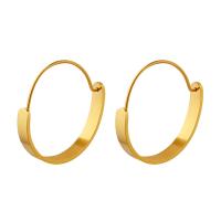 Titanium Staal Earring, Donut, voor vrouw, gouden, 25x26mm, Verkocht door pair
