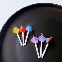 Resin Pendant, Lollipop, cute & DIY, more colors for choice, nickel, lead & cadmium free, 45x16mm, Approx 100PCs/Bag, Sold By Bag