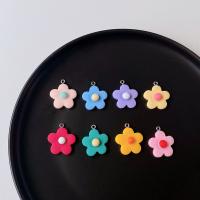 Resin Pendant, Flower, cute & DIY, more colors for choice, nickel, lead & cadmium free, 25mm, Approx 100PCs/Bag, Sold By Bag