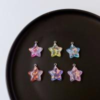 Resin Pendant, Star, cute & DIY, more colors for choice, nickel, lead & cadmium free, 25mm, Approx 100PCs/Bag, Sold By Bag