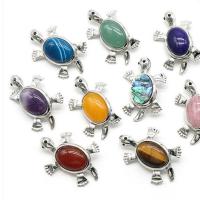 Fashion Brooch Jewelry, Quartz, with Gemstone, Turtle, durable & multifunctional, more colors for choice, 22x55x12mm, Sold By PC