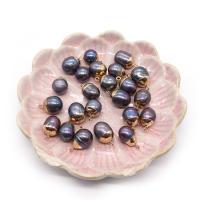 Freshwater Pearl Pendants, with Brass, gold color plated, DIY, black, nickel, lead & cadmium free, 10x17mm, Sold By PC